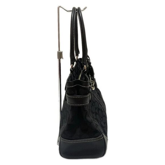 Auth COACH Signature Carryall 8K07 Black Jacquard Leather - Shoulder Bag - Picture 2 of 8